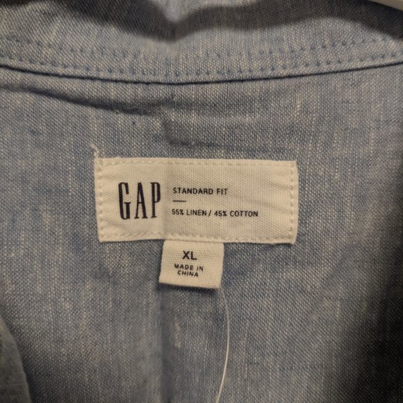 Gap Dress Button Down Standard Fit Men's XL Blue - Picture 5 of 8